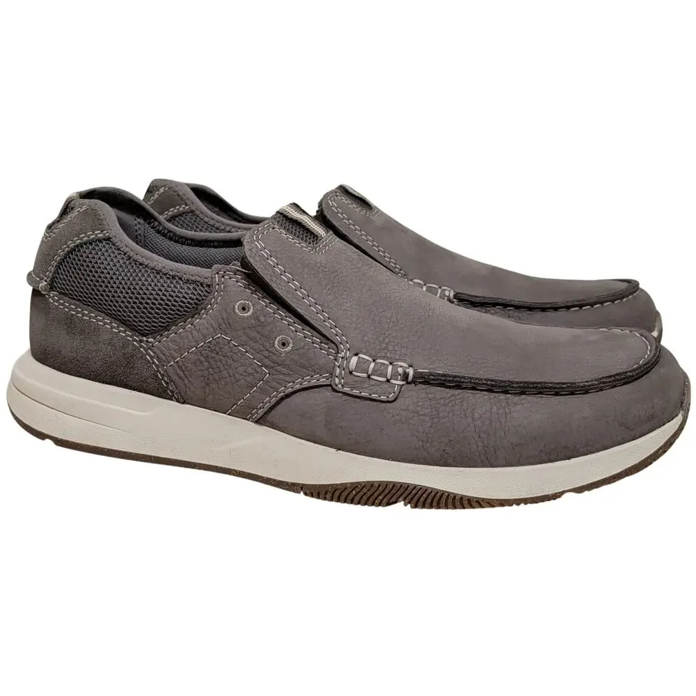 Clarks Men Sailview Step Casual Slip On Loafers Size US 10.5W Taupe Grey Nubuck
